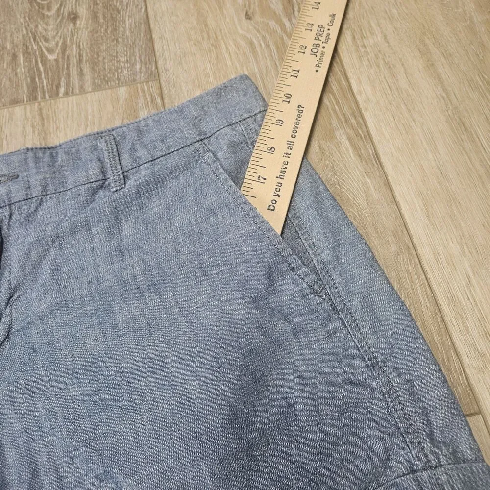 Banana Republic Blue Chambray Cotton Chino Shorts Pockets Women's 6 Classic